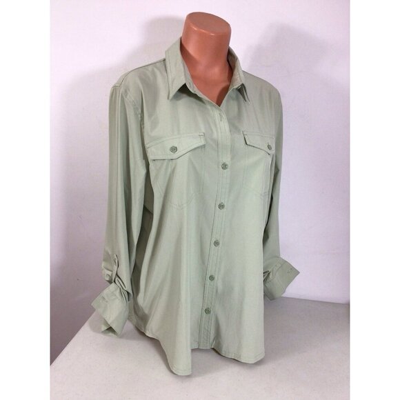 Eddie Bauer Utility Shirt Roll Up Sleeves Womens Large - Picture 3 of 8